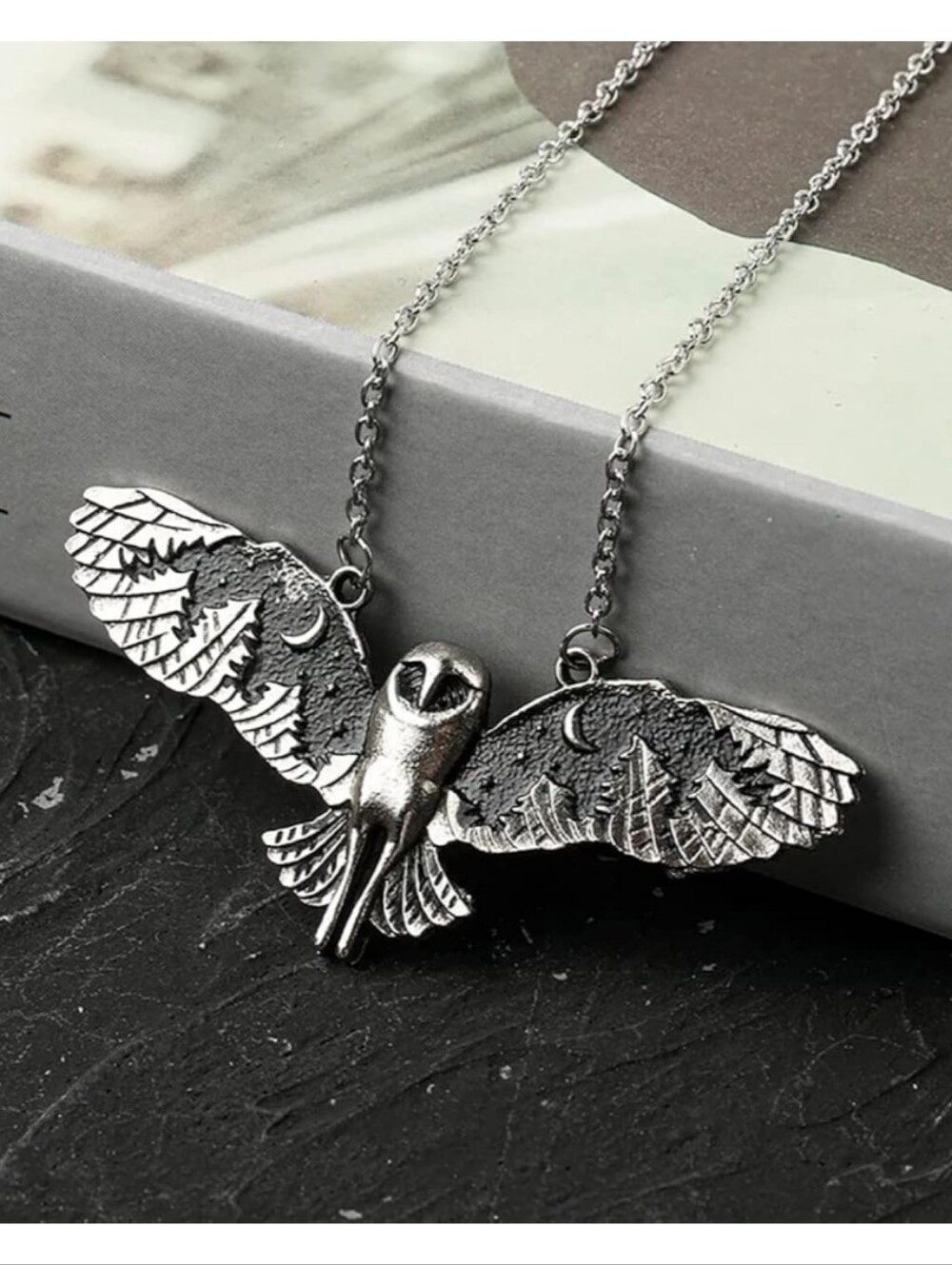 Silver Owl Pendant Necklace - Women Jewelry